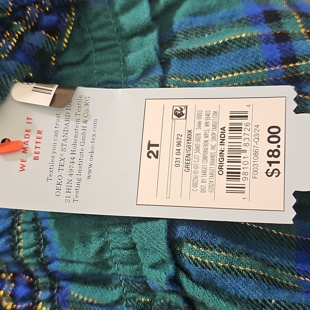 Cat & Jack Toddler Girls' Short Sleeve Plaid Dress Green - Picture 4 of 5